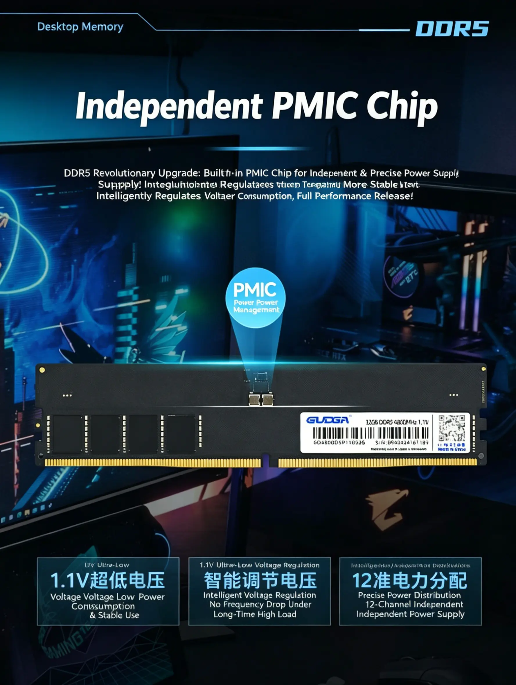 DDR5 UDIMM RAM 5600MHz 6000MHz Upgrade Memory for Desktop