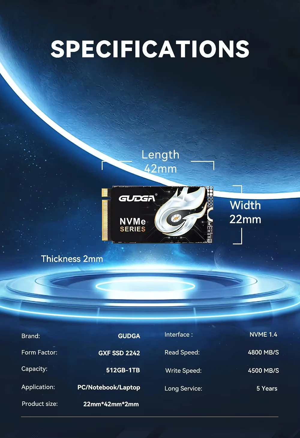 2242 Length PCIE Gen4 SSD 5000MB/s Read Speed